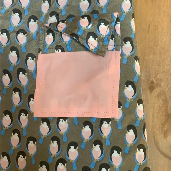 Metallic Sky bird print with bows sleeveless top Size Small - Picture 3 of 8